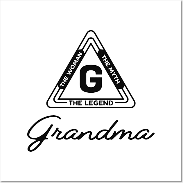 Grandma - The woman the myth the legend Wall Art by KC Happy Shop